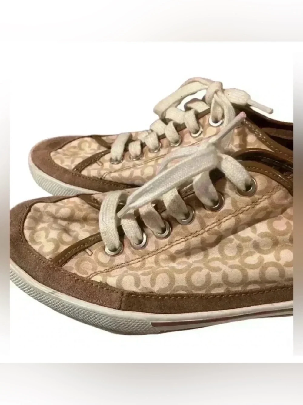 COACH Womens Edith Lace Up Signature Sneakers